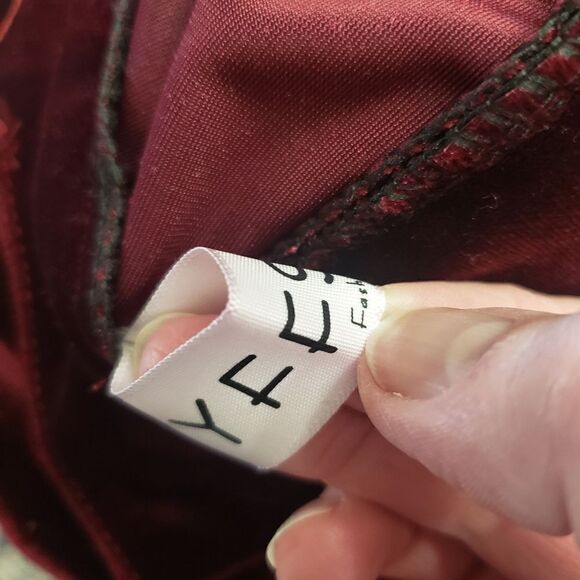 YFFS FASHION STUDIO Narcissus Ego Burgundy Velvet High-Rise Trousers Petite Medi - Picture 9 of 11